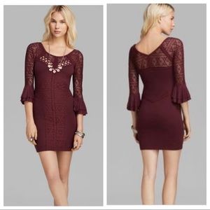 Free People Textured Lace Knit Bodycon Dress, M